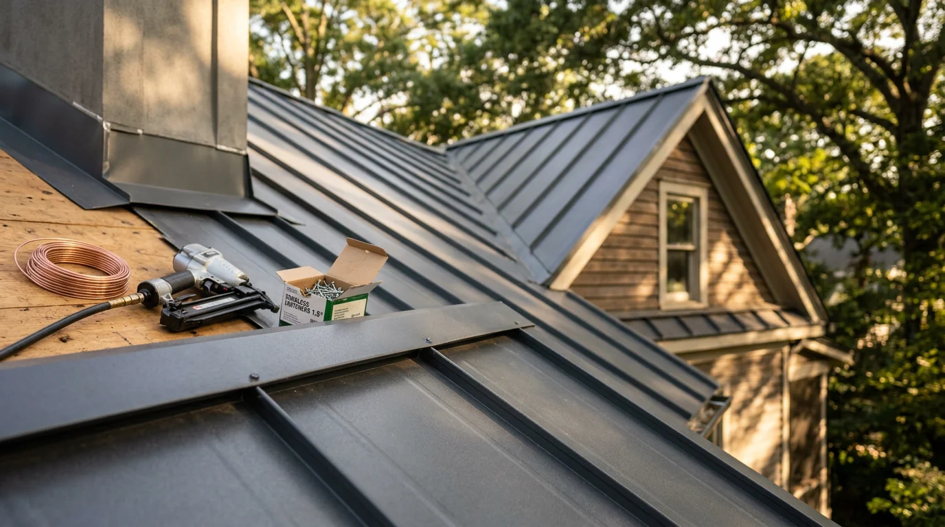 Metal roofing installation on residential home in Georgia